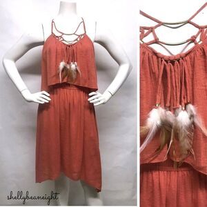 REBECCA TAYLOR Macrame FEATHER FRINGE Dress 0 2 4